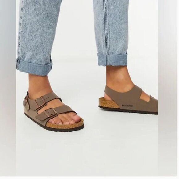 Birkenstock Shoes - Birkenstock Milano Sandals Heel Strap Brown Size 7 (38)